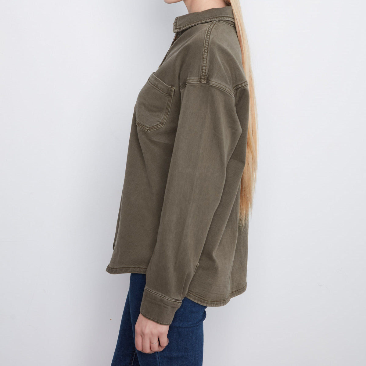 Button-Front Twill Overshirt