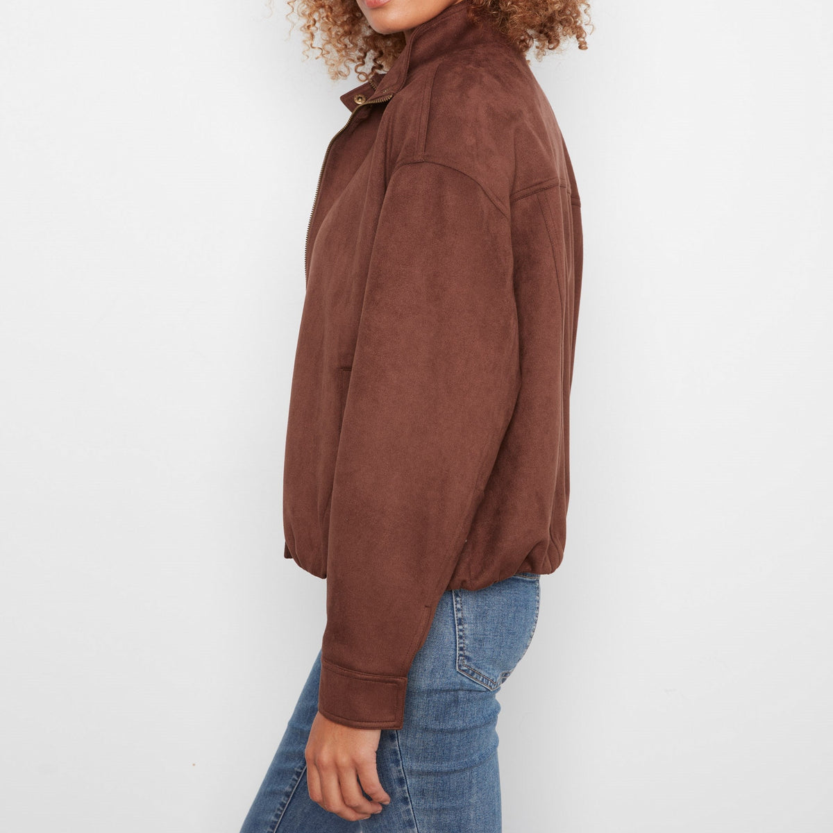 Faux Suede Bomber Jacket