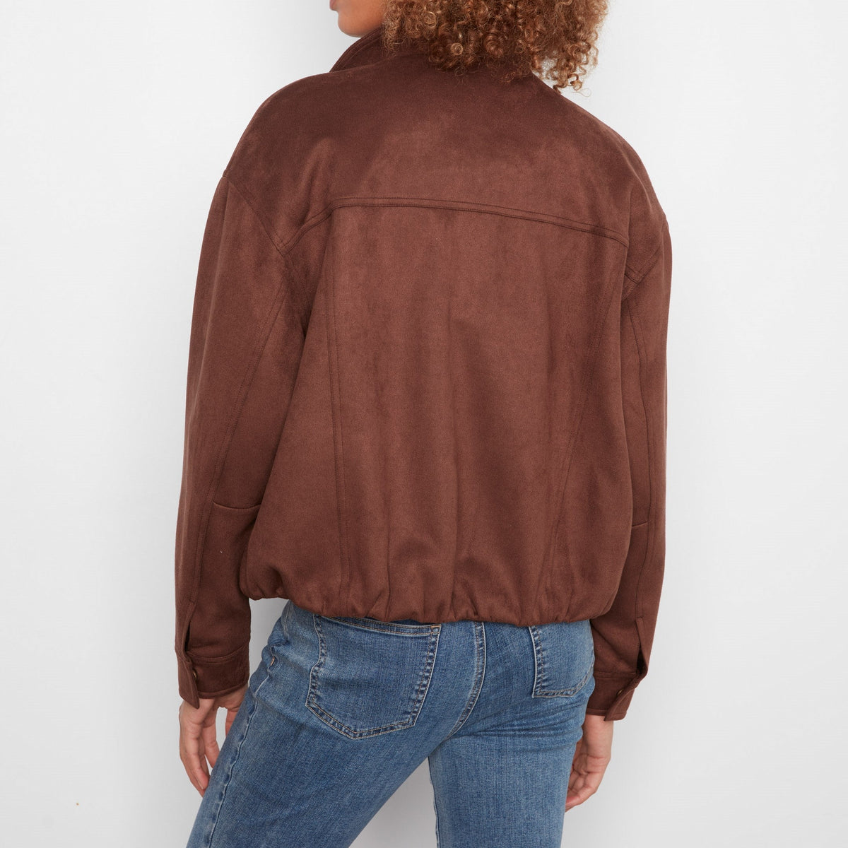 Faux Suede Bomber Jacket