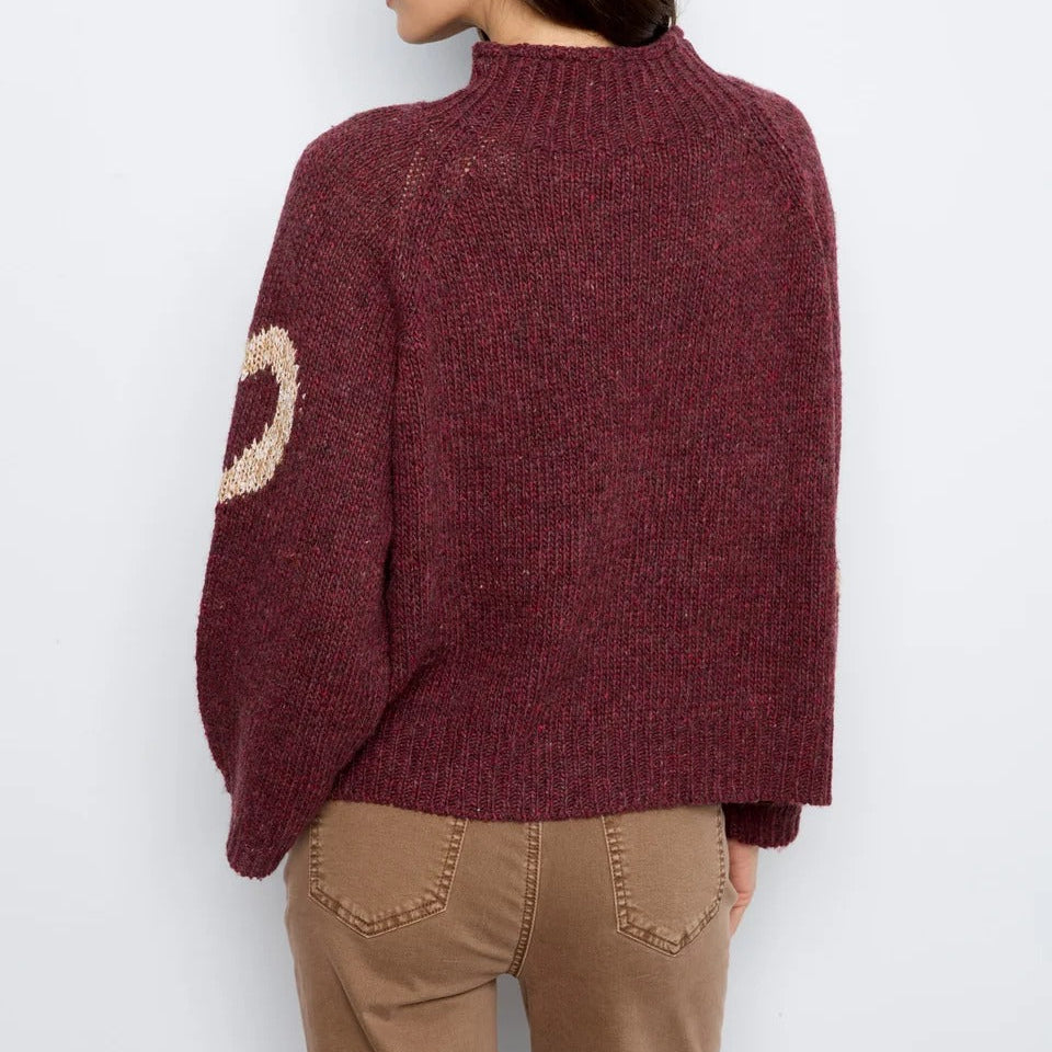 Heart Pattern Mock Neck Knit Sweater